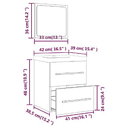 vidaXL Meuble lavabo avec bassin intégré Sonoma gris Bois d'ingénierie pas cher