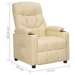 vidaXL Fauteuil inclinable Crème Tissu pas cher