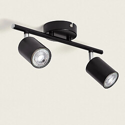 Avis Ledkia Plafonnier Orientable Métal 2 Spots Albus Black pour Ampoule GU10 Noir