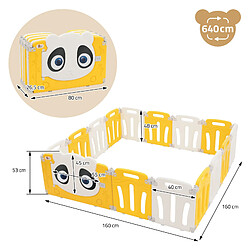 Joyz Parc bébé modulable design panda avec barrière sécurité blanc-jaune 160x160 cm pas cher
