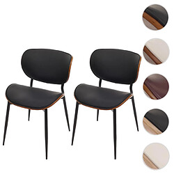 Mendler Lot de 2 chaises de salle à manger HWC-O45, chaise, bois courbé similicuir 280g/m² Öko-Tex MVG ~ aspect noyer, noir