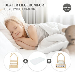 ML-Design Lit d'enfant maison simple sommier à lattes 90x200 cm naturel bois massif de pin