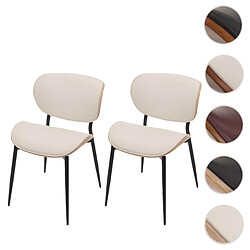 Mendler Lot de 2 chaises de salle à manger HWC-O45, chaise, bois courbé similicuir 280g/m² Öko-Tex MVG ~ naturel, blanc