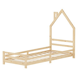 ML-Design Lit d'enfant maison simple sommier à lattes 90x200 cm naturel bois massif de pin