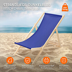 Ecd Germany Lot de 10 chaises longue de jardin bain de soleil bleu foncé bois de pin 120 kg