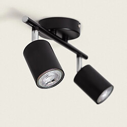 Ledkia Plafonnier Orientable Métal 2 Spots Albus Black pour Ampoule GU10 Noir pas cher