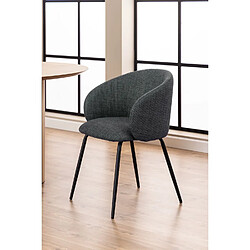 Toilinux Lot de 2 chaises avec accoudoirs SÖREN - Gris anthracite avec pieds noirs