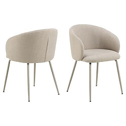 Toilinux Lot de 2 chaises avec accoudoirs SÖREN - Beige avec pieds gris