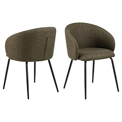 Toilinux Lot de 2 chaises avec accoudoirs SÖREN - Kaki avec pieds noirs