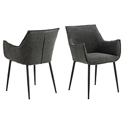 Toilinux Lot de 2 chaises de salle à manger avec accoudoirs SORRENTO - Gris anthracite