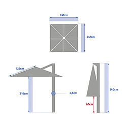 Avis Hesperide Parasol déporté carré MANOA - L. 250 x l. 250 cm - Argile et blé