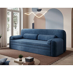 Bestmobilier Marius Canapé convertible - Velours côtelé bleu - 3 places avec coffre