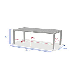 Avis Hesperide Table de jardin fixe en aluminium effet bois 8 places EVASION - Honey et graphite