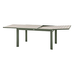 Hesperide Table de jardin extensible en aluminium effet bois 10 places EVASION - Lin et vert laurier pas cher