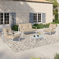 Idmarket market Salon de jardin bas NAIROBI 4 places - Blanc et Beige