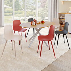 Idmarket Lot de 6 Chaises KIARA - Gris foncé/Terracotta/Beige