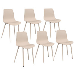 Idmarket Lot de 6 chaises en polypropylène KIARA - Beige