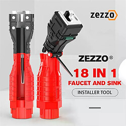 Clé de robinet d'évier multifonction Clé de robinet et d'évier - Poignée antidérapante - Alliage de zinc et aluminium - Taille 235 x 57 mm