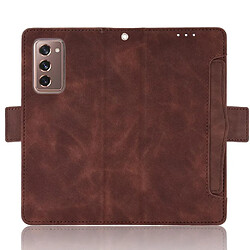 Étui pour Samsung Galaxy Z Fold2 5G - Marron Étui portefeuille tout-en-un - Cuir PU de luxe - Fentes multiples pour cartes