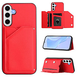 Samsung Galaxy S24 FE Étui FOXDOCK - Rouge Étui portefeuille magnétique - Cuir PU - Protection caméra - Élégant et luxueux