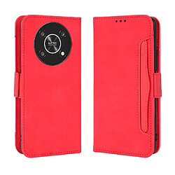 Compatible Étui Pour Honor X9 5G - Rouge Coque pour smartphone - Portefeuille multifonction - Cuir PU de qualité - Support mains libres