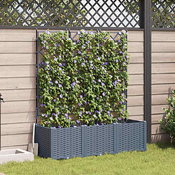 vidaXL Jardinière de jardin avec treillis 3 pcs - Gris clair
