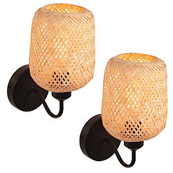 Stoex Applique murale en bambou rétro 2PCS