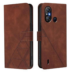 Étui FOXDOCK Itel A58 Lite - Marron Étui cuir PU portefeuille - Fentes cartes - Design pratique et protecteur