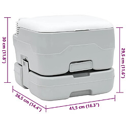 VIDAXL Toilette Portable - Grise/Blanche 10L pas cher