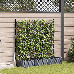 vidaXL Jardinière avec Treille 3 pcs - Grise