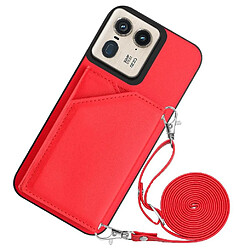Étui Compatible Motorola Edge 50 Ultra - Rouge Étui portefeuille en cuir PU - Incision précise - Protection appareil photo - Design élégant