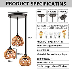 Stoex lustre suspension vintage 3 lumières - Noir pas cher