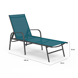 Acheter Idmarket Transats FIDJI en acier gris et toile bleu canard
