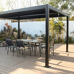 Avis Concept Usine Pergola bioclimatique 4x3m structure et lames en aluminium gris anthracite NAXOS