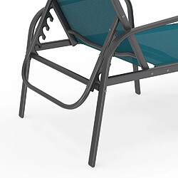 Idmarket Transats FIDJI en acier gris et toile bleu canard pas cher