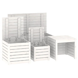 Avis Helloshop26 Ensemble de boîtes coffre de jardin 4 pièces bois de pin massif blanc 02_0013179