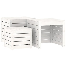 Acheter Helloshop26 Ensemble de boîtes coffre de jardin 4 pièces bois de pin massif blanc 02_0013179