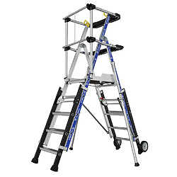 Tubesca Plateforme SHERPASCOPIC 5 à 7 marches Plateforme de travail - Garde-corps rigide - Réglage hauteur - Transport facile