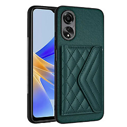 Coque Oppo A58 4G - Vert Cuir PU de luxe - Protection appareil photo - Porte-cartes - Élégant et pratique