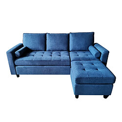 Concept Usine Canapé 3 places en velours avec pouf bleu COVENTRY