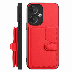 Étui Xiaomi Redmi 13C GANGXUN - Rouge Coque en cuir PU - Fonction béquille - Protection complète - Élégant et pratique
