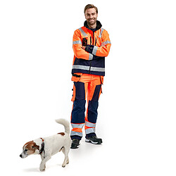 Blaklader Pantalon Artisan Softshell 156725175389 - Orange fluo/Marine Pantalon softshell haute visibilité - Renfort CORDURA® - Poches multiples - Bandes réfléchissantes