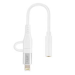 LinQ Adaptateur Audio Jack 3.5mm Femelle vers Lightning et USB C Mâle Blanc