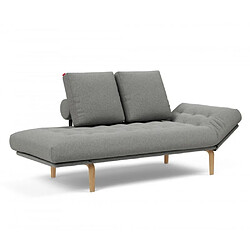 Inside 75 Canapé convertible lit ROLLO BOW SPRING pieds chêne tissu Bouclé Ash Grey