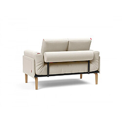 Inside 75 Canapé convertible lit ROLLO BOW SPRING pieds chêne tissu Bouclé Off White