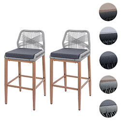 Mendler Lot de 2 tabourets de bar de jardin - Gris