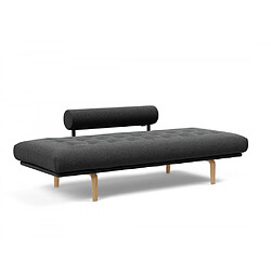 Inside 75 Canapé convertible lit ROLLO BOW SPRING pieds chêne tissu Bouclé Charcoal