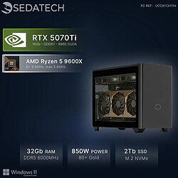 Sedatech Mini-PC, AMD Ryzen 5 9600X, RTX5070Ti, 32Go DDR5, 2To SSD, Win 11