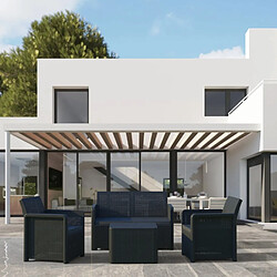 Concept Usine Salon de jardin en résine 4 places avec table basse gris NASSAU