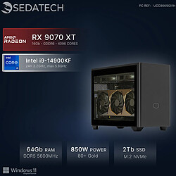Sedatech Mini-PC, Intel i9-14900KF, RX 9070 XT, 64Go DDR5, 2To SSD, Win 11